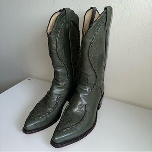 SOLD | Vintage Green Leather Dan Post Cowboy Boots Made in the USA